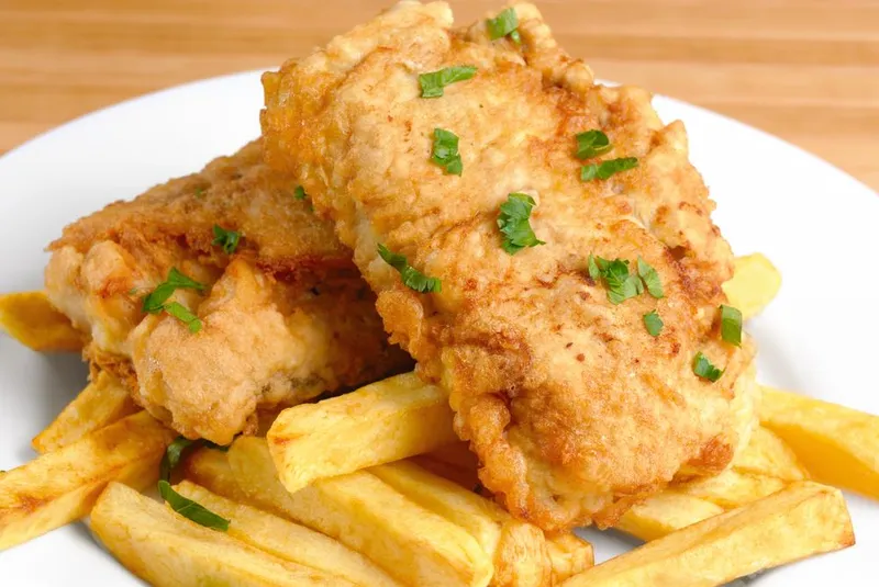 Fried fish with fries